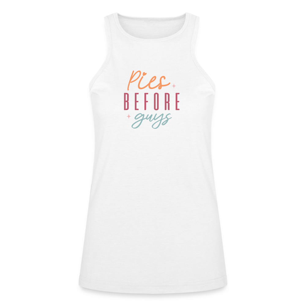 “Pies Before Guys”-American Apparel Women’s Racerneck Tank - white