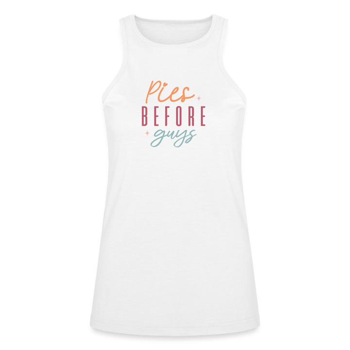 “Pies Before Guys”-American Apparel Women’s Racerneck Tank - white