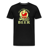 Load image into Gallery viewer, Cheers to the Season: Men&#39;s Premium &#39;Most Wonderful Time for a Beer&#39; Festive Tee - black
