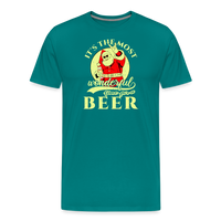 Load image into Gallery viewer, Cheers to the Season: Men&#39;s Premium &#39;Most Wonderful Time for a Beer&#39; Festive Tee - teal
