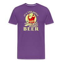 Load image into Gallery viewer, Cheers to the Season: Men&#39;s Premium &#39;Most Wonderful Time for a Beer&#39; Festive Tee - purple
