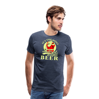 Load image into Gallery viewer, Cheers to the Season: Men&#39;s Premium &#39;Most Wonderful Time for a Beer&#39; Festive Tee - heather blue
