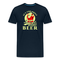 Load image into Gallery viewer, Cheers to the Season: Men&#39;s Premium &#39;Most Wonderful Time for a Beer&#39; Festive Tee - deep navy

