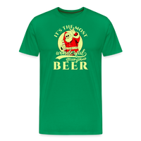 Load image into Gallery viewer, Cheers to the Season: Men&#39;s Premium &#39;Most Wonderful Time for a Beer&#39; Festive Tee - kelly green
