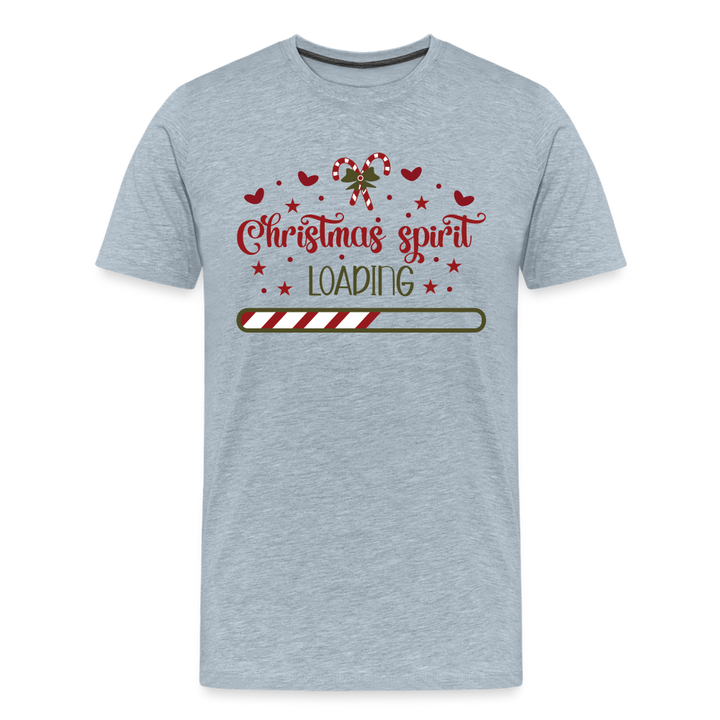 Deck the Halls in Progress: Men's Premium 'Christmas Spirit Loading' Tee - heather ice blue