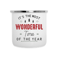 Load image into Gallery viewer, Winter Wonderland Warmth: &#39;Most Wonderful Time&#39; Stainless Steel Camper Mug - white
