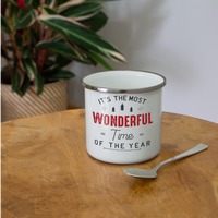 Load image into Gallery viewer, Winter Wonderland Warmth: &#39;Most Wonderful Time&#39; Stainless Steel Camper Mug - white
