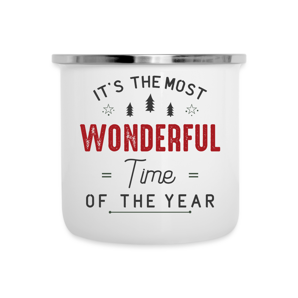 Winter Wonderland Warmth: 'Most Wonderful Time' Stainless Steel Camper Mug - white