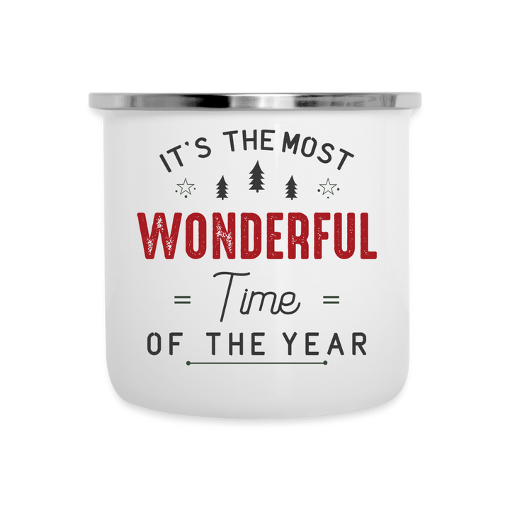 Winter Wonderland Warmth: 'Most Wonderful Time' Stainless Steel Camper Mug - white