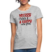Load image into Gallery viewer, “Merry Crisis and Happy New Fear”-Women&#39;s T-Shirt - heather gray

