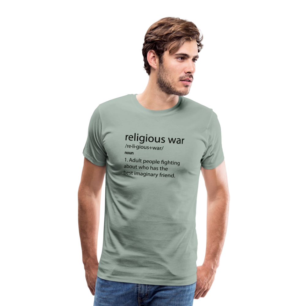 Religious War - The Imaginary Friend Debate" Premium T-Shirt Light - steel green