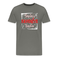 Load image into Gallery viewer, Top of the Nice List: Men&#39;s &#39;Santa&#39;s Favorite Teacher&#39; Premium Tee - asphalt gray
