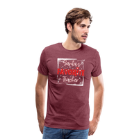 Load image into Gallery viewer, Top of the Nice List: Men&#39;s &#39;Santa&#39;s Favorite Teacher&#39; Premium Tee - heather burgundy
