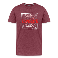 Load image into Gallery viewer, Top of the Nice List: Men&#39;s &#39;Santa&#39;s Favorite Teacher&#39; Premium Tee - heather burgundy
