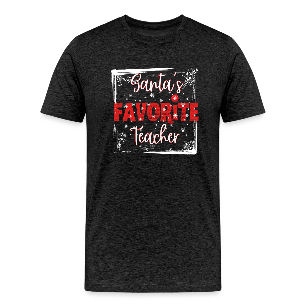 Top of the Nice List: Men's 'Santa's Favorite Teacher' Premium Tee - charcoal grey