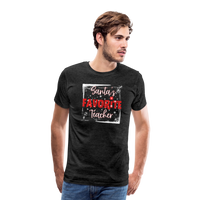 Load image into Gallery viewer, Top of the Nice List: Men&#39;s &#39;Santa&#39;s Favorite Teacher&#39; Premium Tee - charcoal grey
