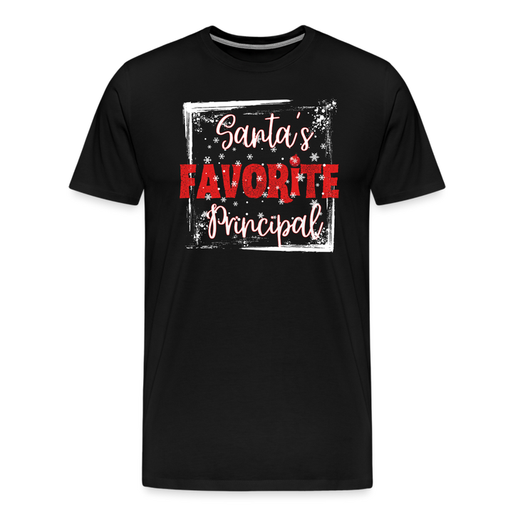 Leading with Cheer: Men's 'Santa's Favorite Principal' Premium Tee - black