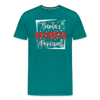 Load image into Gallery viewer, Leading with Cheer: Men&#39;s &#39;Santa&#39;s Favorite Principal&#39; Premium Tee - teal
