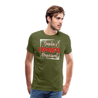 Load image into Gallery viewer, Leading with Cheer: Men&#39;s &#39;Santa&#39;s Favorite Principal&#39; Premium Tee - olive green
