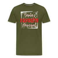 Load image into Gallery viewer, Leading with Cheer: Men&#39;s &#39;Santa&#39;s Favorite Principal&#39; Premium Tee - olive green
