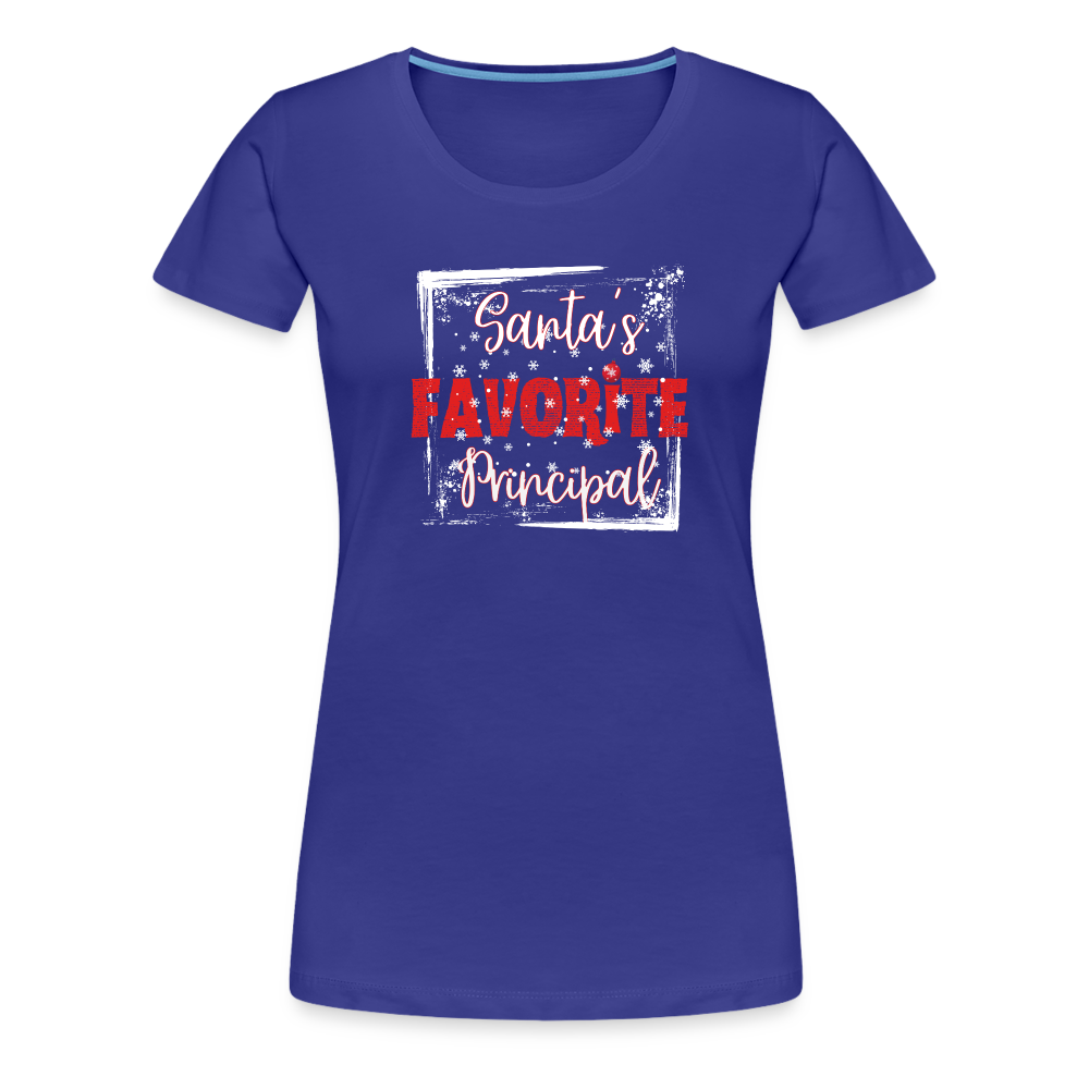 Holiday Leadership Glow: Women's 'Santa's Favorite Principal' Premium Tee - royal blue