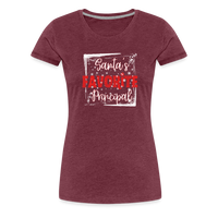 Load image into Gallery viewer, Holiday Leadership Glow: Women&#39;s &#39;Santa&#39;s Favorite Principal&#39; Premium Tee - heather burgundy
