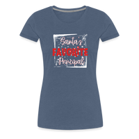 Load image into Gallery viewer, Holiday Leadership Glow: Women&#39;s &#39;Santa&#39;s Favorite Principal&#39; Premium Tee - heather blue
