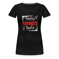 Load image into Gallery viewer, Festive Educator Elegance: Women&#39;s &#39;Santa&#39;s Favorite Teacher&#39; Premium Tee - black
