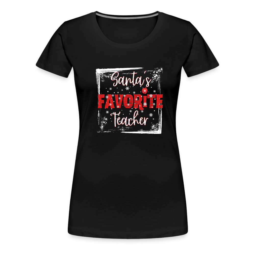 Festive Educator Elegance: Women's 'Santa's Favorite Teacher' Premium Tee - black