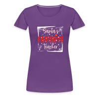 Load image into Gallery viewer, Festive Educator Elegance: Women&#39;s &#39;Santa&#39;s Favorite Teacher&#39; Premium Tee - purple

