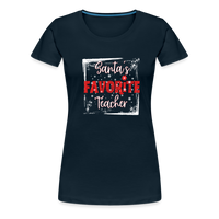 Load image into Gallery viewer, Festive Educator Elegance: Women&#39;s &#39;Santa&#39;s Favorite Teacher&#39; Premium Tee - deep navy

