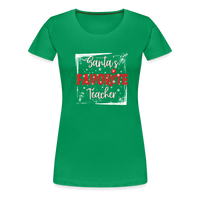 Load image into Gallery viewer, Festive Educator Elegance: Women&#39;s &#39;Santa&#39;s Favorite Teacher&#39; Premium Tee - kelly green
