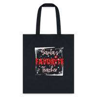 Load image into Gallery viewer, Eco-Friendly Festive Learning: &#39;Santa&#39;s Favorite Teacher&#39; Reusable Tote Bag - black

