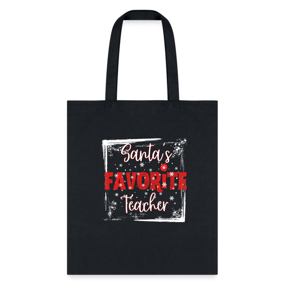 Eco-Friendly Festive Learning: 'Santa's Favorite Teacher' Reusable Tote Bag - black