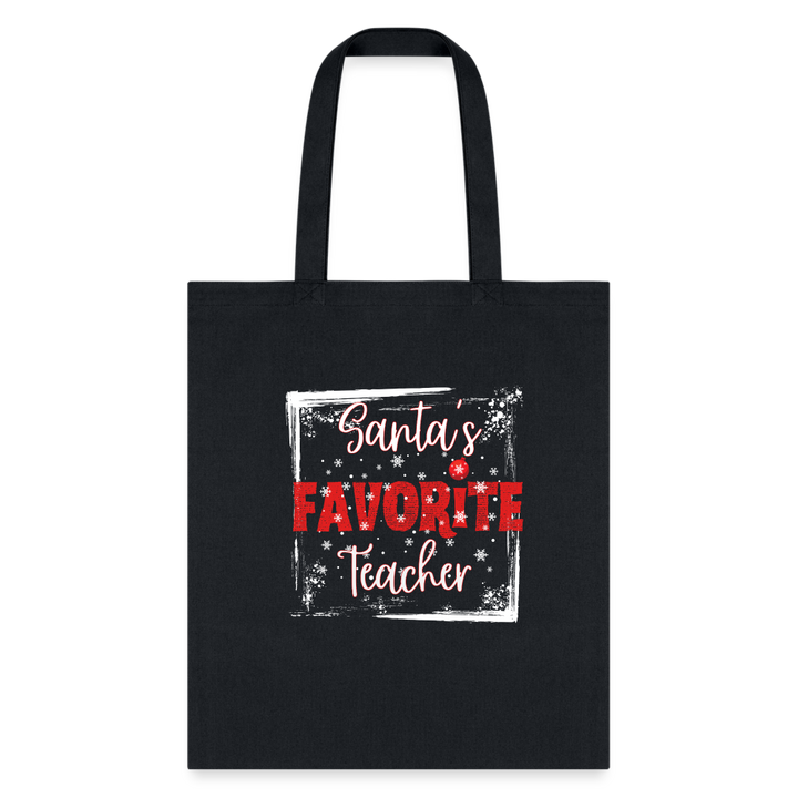 Eco-Friendly Festive Learning: 'Santa's Favorite Teacher' Reusable Tote Bag - black