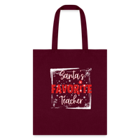 Load image into Gallery viewer, Eco-Friendly Festive Learning: &#39;Santa&#39;s Favorite Teacher&#39; Reusable Tote Bag - burgundy
