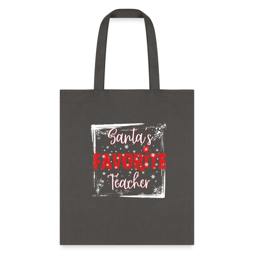 Eco-Friendly Festive Learning: 'Santa's Favorite Teacher' Reusable Tote Bag - charcoal