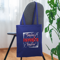 Load image into Gallery viewer, Eco-Friendly Festive Learning: &#39;Santa&#39;s Favorite Teacher&#39; Reusable Tote Bag - royal blue
