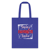 Load image into Gallery viewer, Eco-Friendly Festive Learning: &#39;Santa&#39;s Favorite Teacher&#39; Reusable Tote Bag - royal blue
