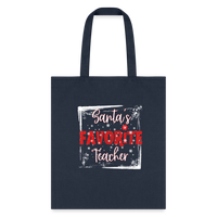 Load image into Gallery viewer, Eco-Friendly Festive Learning: &#39;Santa&#39;s Favorite Teacher&#39; Reusable Tote Bag - navy
