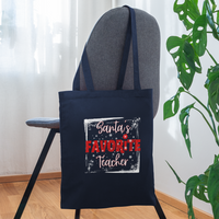 Load image into Gallery viewer, Eco-Friendly Festive Learning: &#39;Santa&#39;s Favorite Teacher&#39; Reusable Tote Bag - navy

