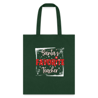 Load image into Gallery viewer, Eco-Friendly Festive Learning: &#39;Santa&#39;s Favorite Teacher&#39; Reusable Tote Bag - forest green

