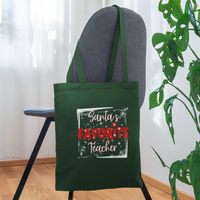 Load image into Gallery viewer, Eco-Friendly Festive Learning: &#39;Santa&#39;s Favorite Teacher&#39; Reusable Tote Bag - forest green
