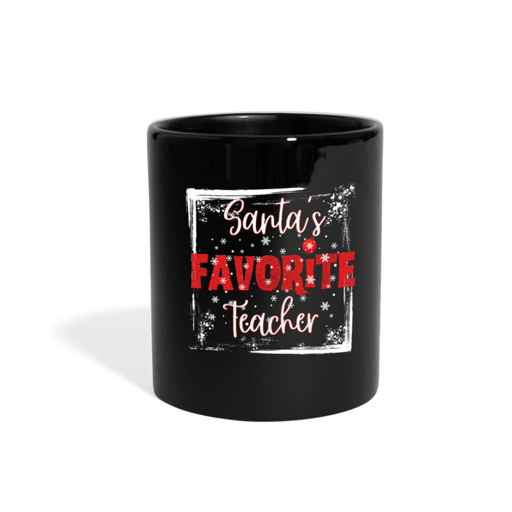 Warm Sips of Holiday Cheer: 'Santa's Favorite Teacher' Ceramic Mug - black
