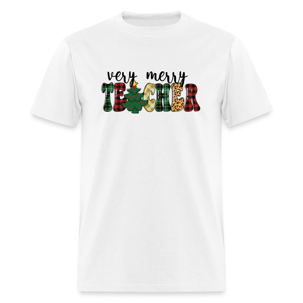 “Very Merry Teacher”-Unisex Classic T-Shirt - white