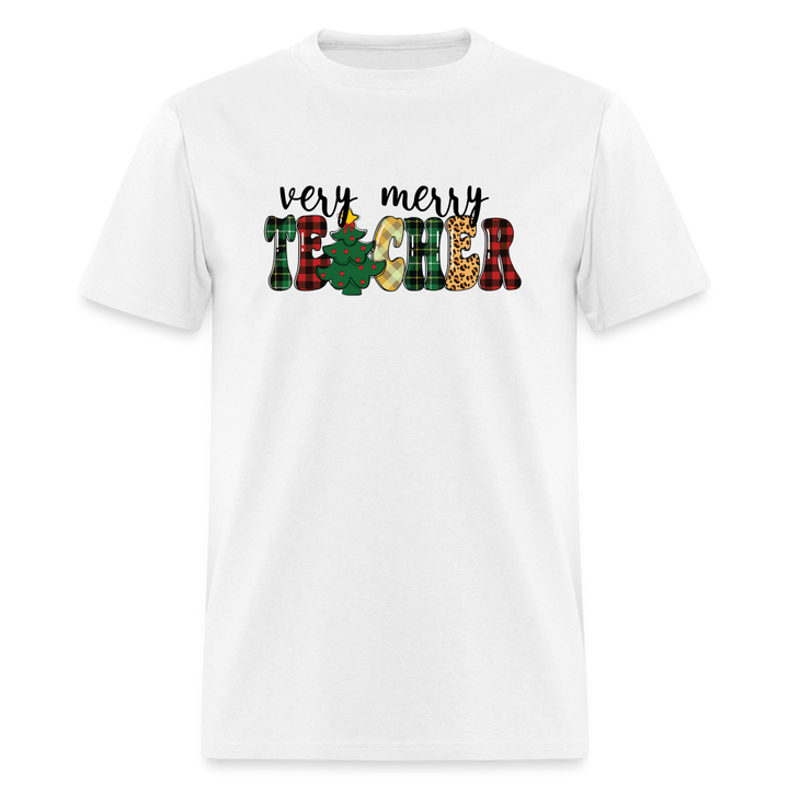 “Very Merry Teacher”-Unisex Classic T-Shirt - white