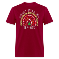 Load image into Gallery viewer, “One Merry Teacher”-Unisex Classic T-Shirt - dark red
