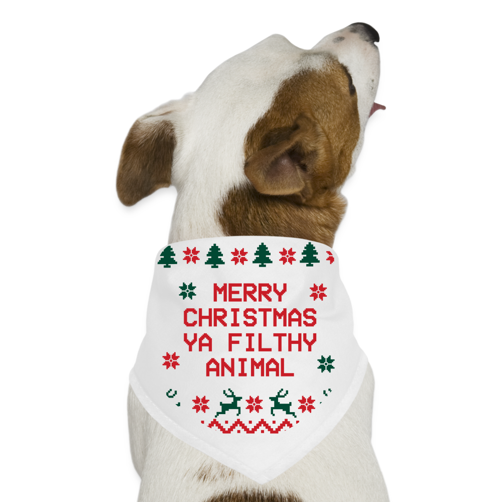 “Merry Christmas Ya Filthy Animal”-Dog Bandana - white