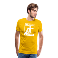 Load image into Gallery viewer, Men&#39;s &#39;Airport Chuckle&#39; Premium Tee - It&#39;s Not Gay, If It&#39;s TSA - sun yellow
