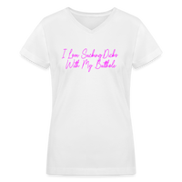 Load image into Gallery viewer, &quot;I Love Sucking Dicks With My Butthole&quot; Women&#39;s V-Neck T-Shirt - white
